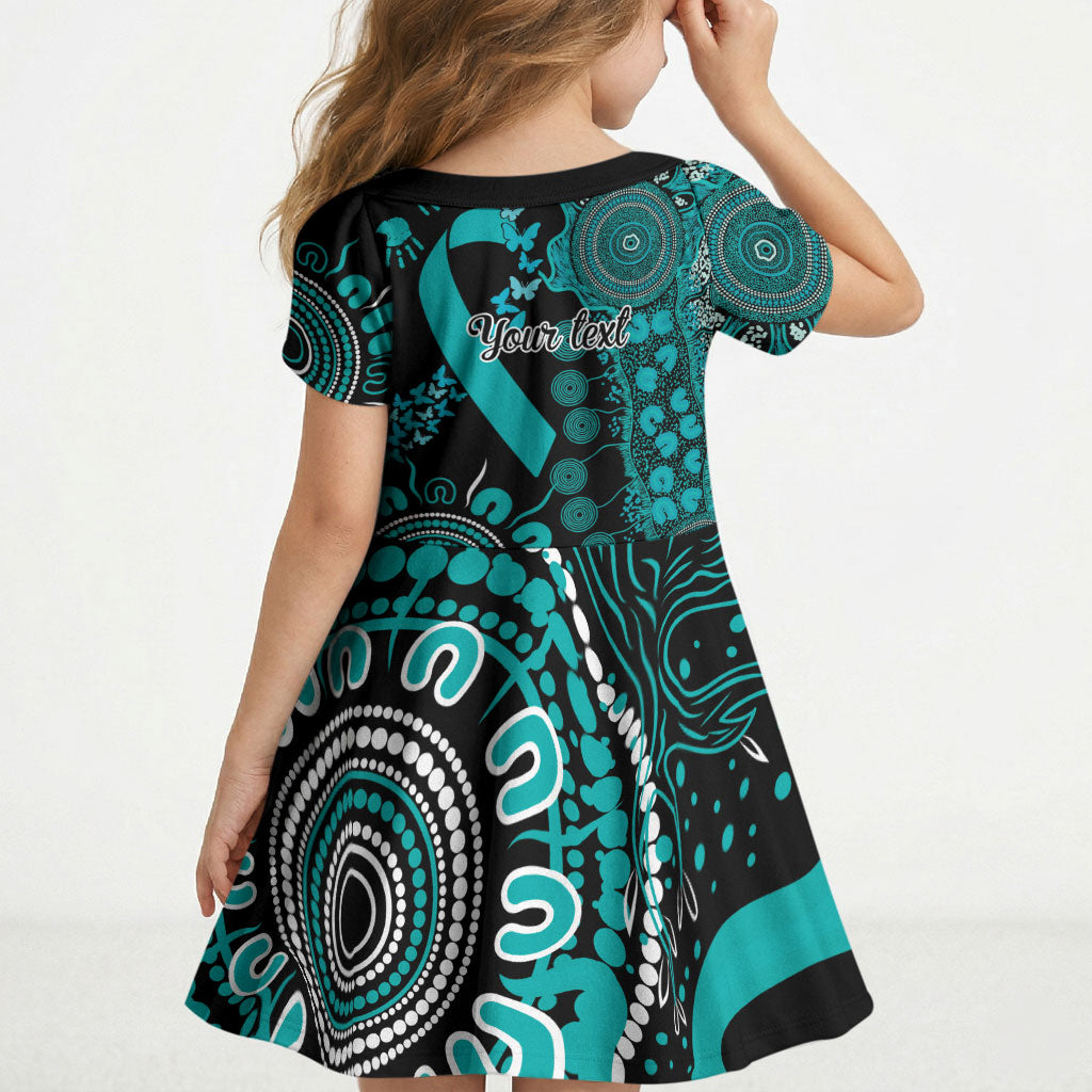 Australia PTSD Support Healing From Trauma Personalised Kid Short Sleeve Dress Aboriginal Ribbon Dot Painting