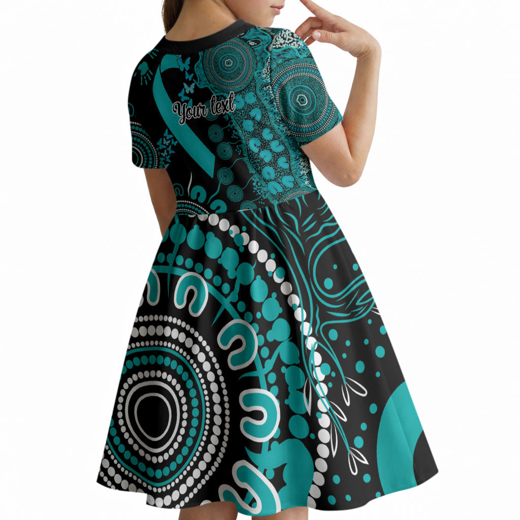 Australia PTSD Support Healing From Trauma Personalised Kid Short Sleeve Dress Aboriginal Ribbon Dot Painting