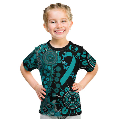 Australia PTSD Support Healing From Trauma Personalised Kid T Shirt Aboriginal Ribbon Dot Painting