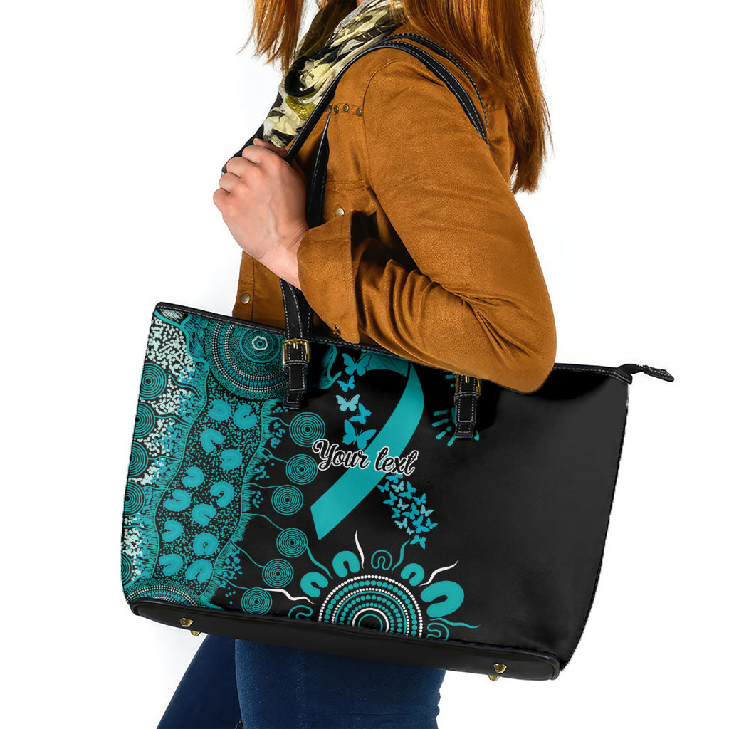 Australia PTSD Support Healing From Trauma Personalised Leather Tote Bag Aboriginal Ribbon Dot Painting