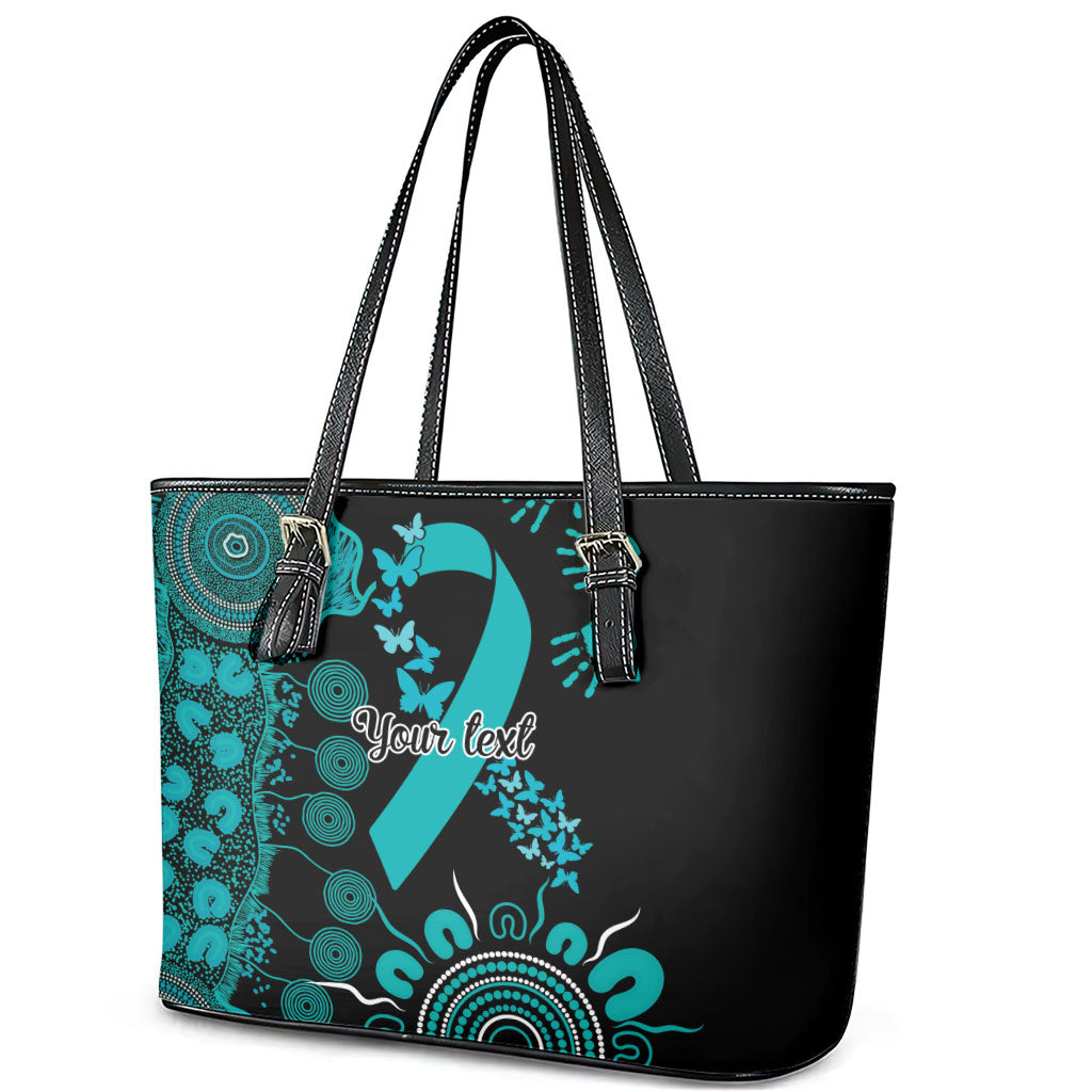 Australia PTSD Support Healing From Trauma Personalised Leather Tote Bag Aboriginal Ribbon Dot Painting