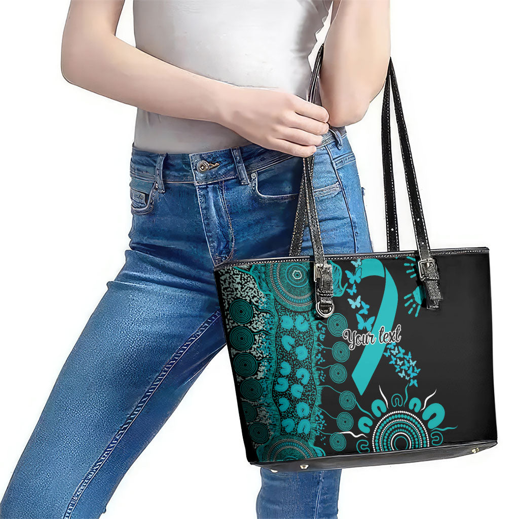 Australia PTSD Support Healing From Trauma Personalised Leather Tote Bag Aboriginal Ribbon Dot Painting