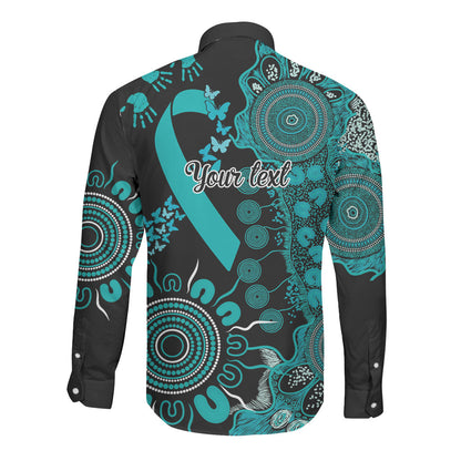 Australia PTSD Support Healing From Trauma Personalised Long Sleeve Button Shirt Aboriginal Ribbon Dot Painting