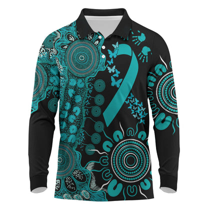 Australia PTSD Support Healing From Trauma Personalised Long Sleeve Polo Shirt Aboriginal Ribbon Dot Painting