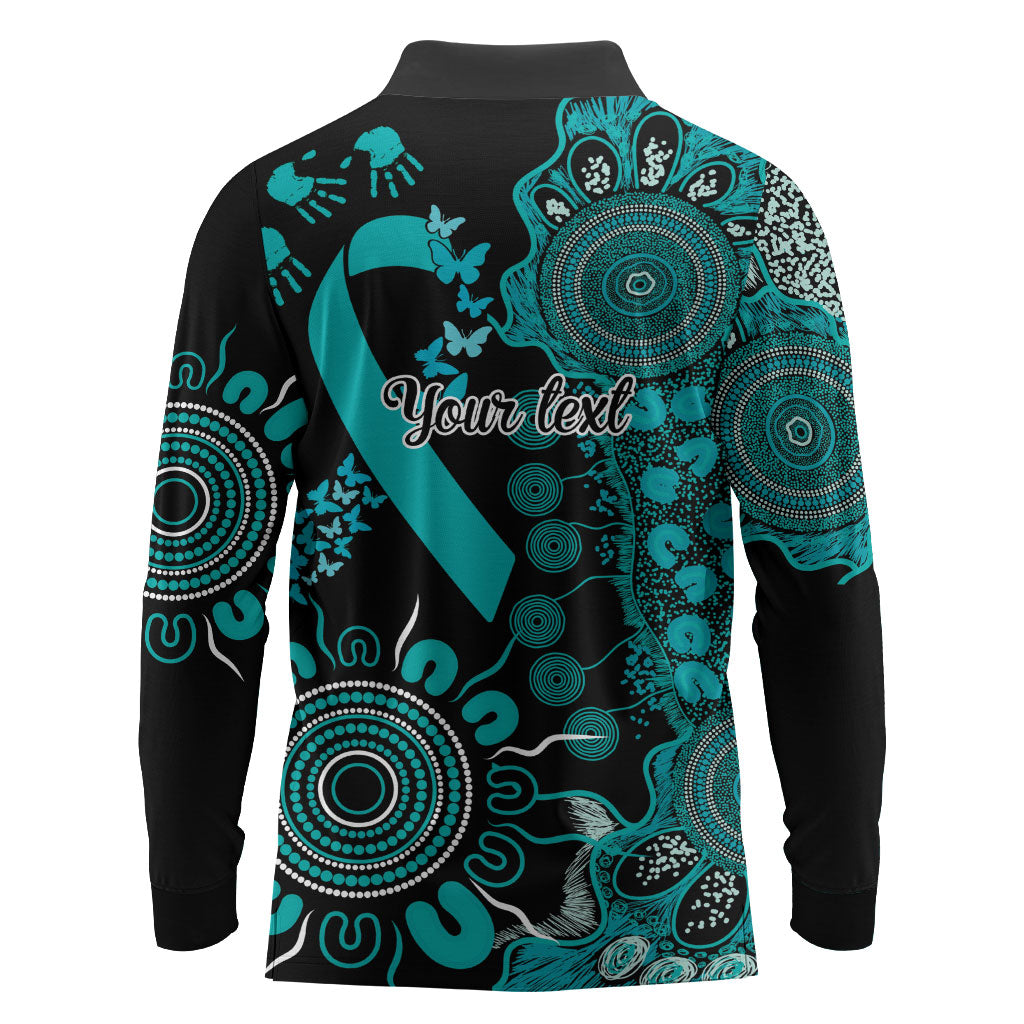 Australia PTSD Support Healing From Trauma Personalised Long Sleeve Polo Shirt Aboriginal Ribbon Dot Painting