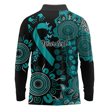 Australia PTSD Support Healing From Trauma Personalised Long Sleeve Polo Shirt Aboriginal Ribbon Dot Painting