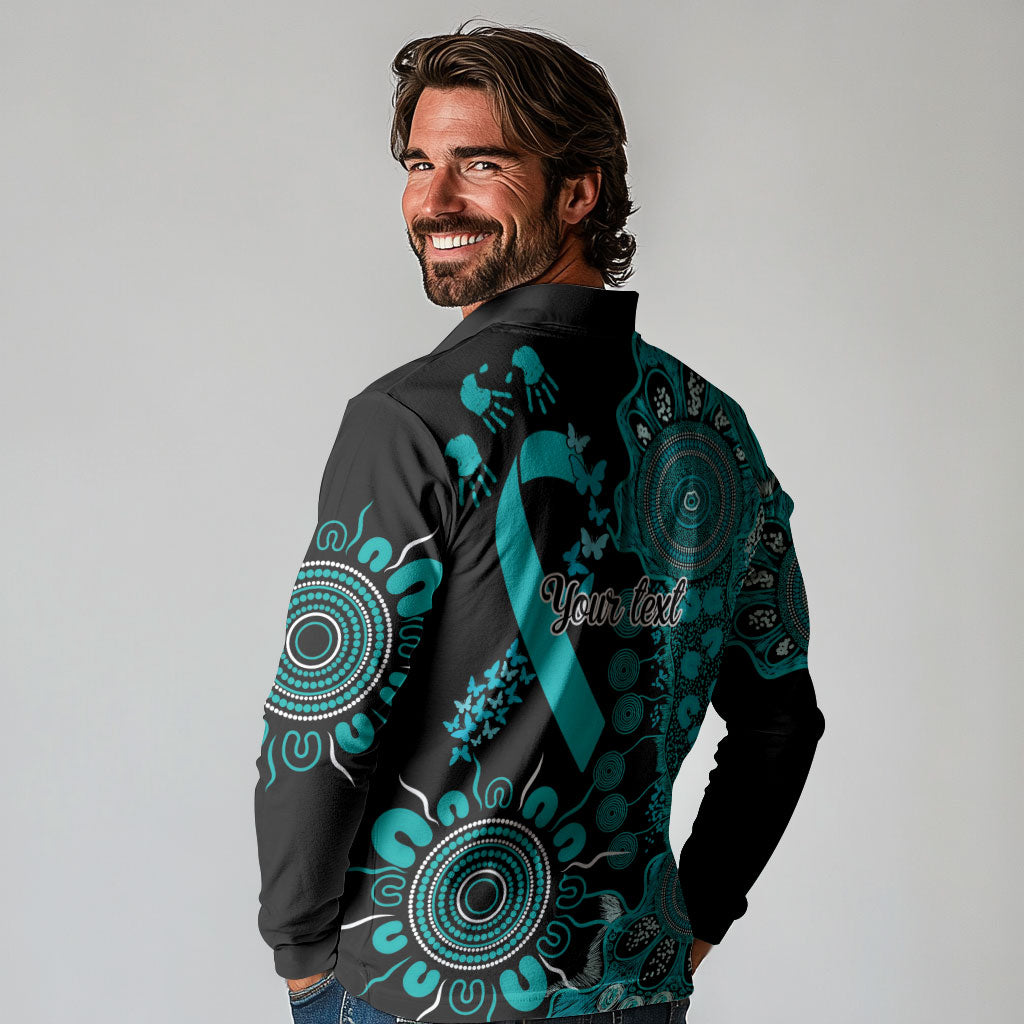 Australia PTSD Support Healing From Trauma Personalised Long Sleeve Polo Shirt Aboriginal Ribbon Dot Painting