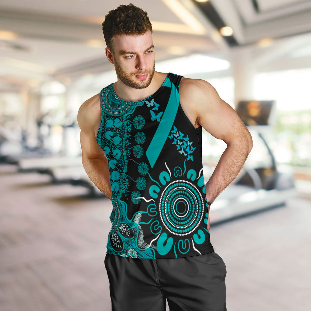 Australia PTSD Support Healing From Trauma Personalised Men Tank Top Aboriginal Ribbon Dot Painting