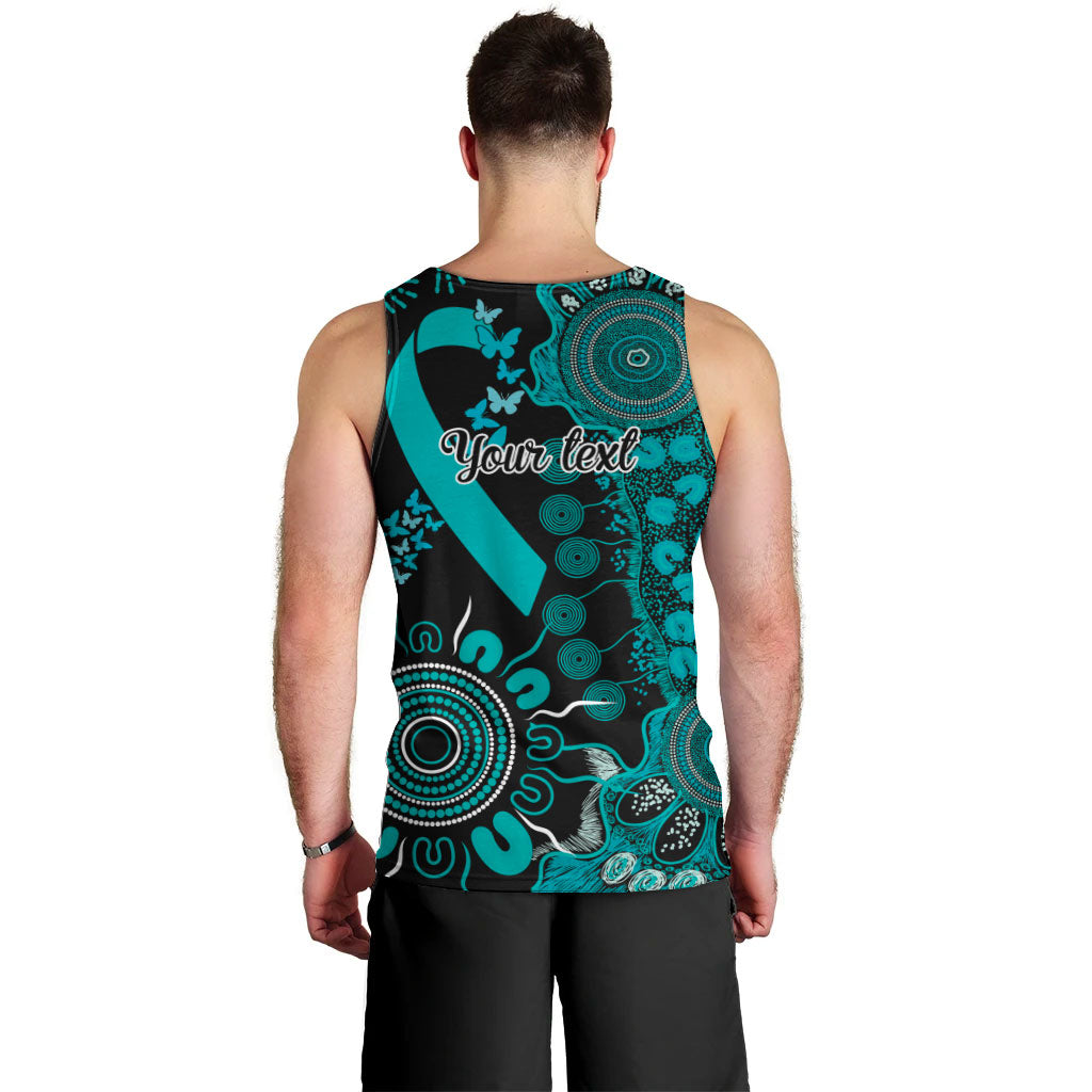 Australia PTSD Support Healing From Trauma Personalised Men Tank Top Aboriginal Ribbon Dot Painting