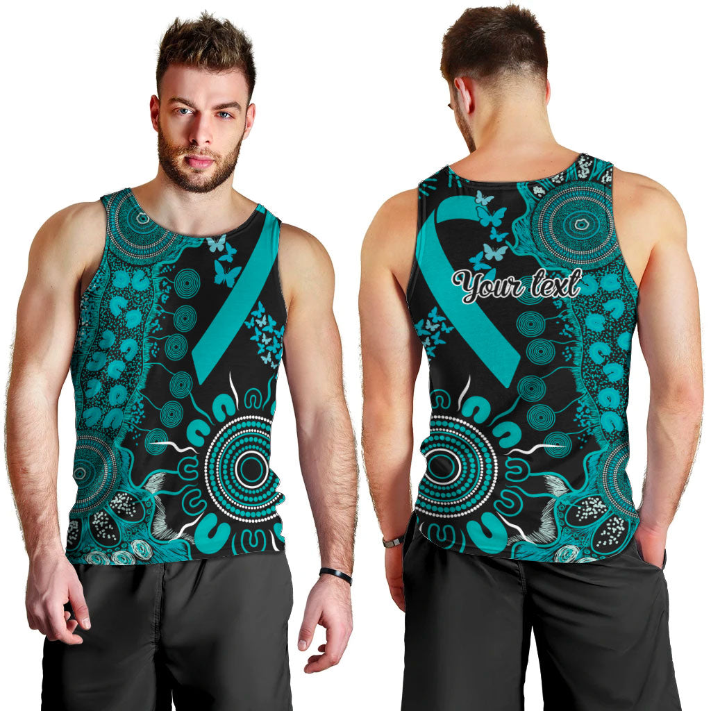 Australia PTSD Support Healing From Trauma Personalised Men Tank Top Aboriginal Ribbon Dot Painting
