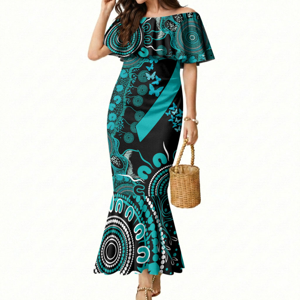 Australia PTSD Support Healing From Trauma Personalised Mermaid Dress Aboriginal Ribbon Dot Painting