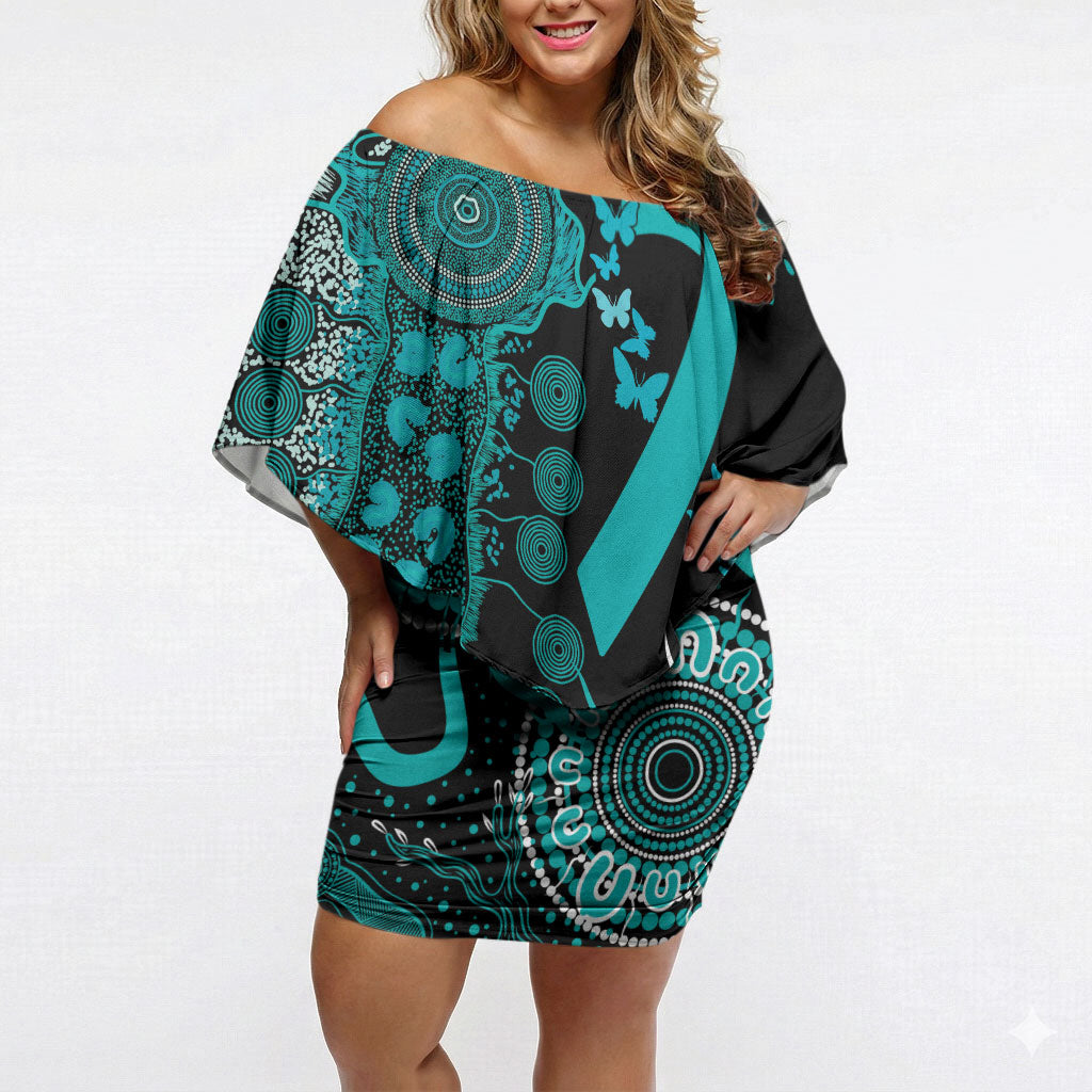 Australia PTSD Support Healing From Trauma Personalised Off Shoulder Short Dress Aboriginal Ribbon Dot Painting