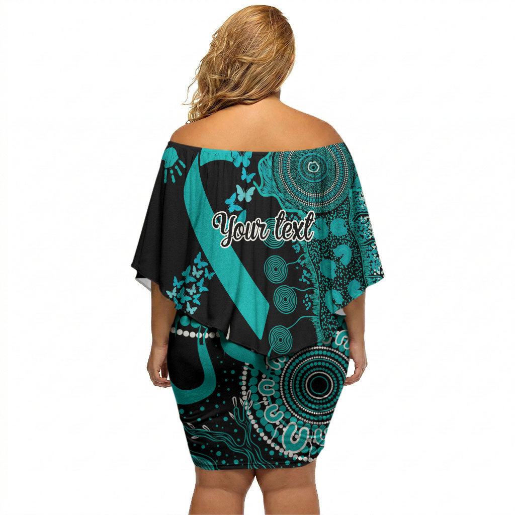 Australia PTSD Support Healing From Trauma Personalised Off Shoulder Short Dress Aboriginal Ribbon Dot Painting