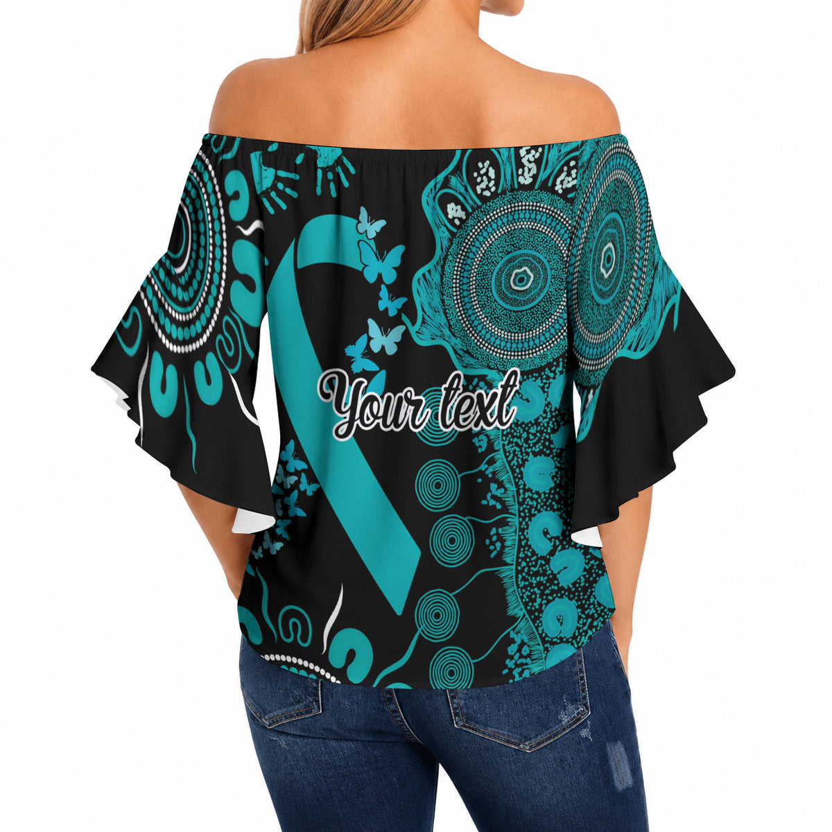 Australia PTSD Support Healing From Trauma Personalised Off Shoulder Wrap Waist Top Aboriginal Ribbon Dot Painting