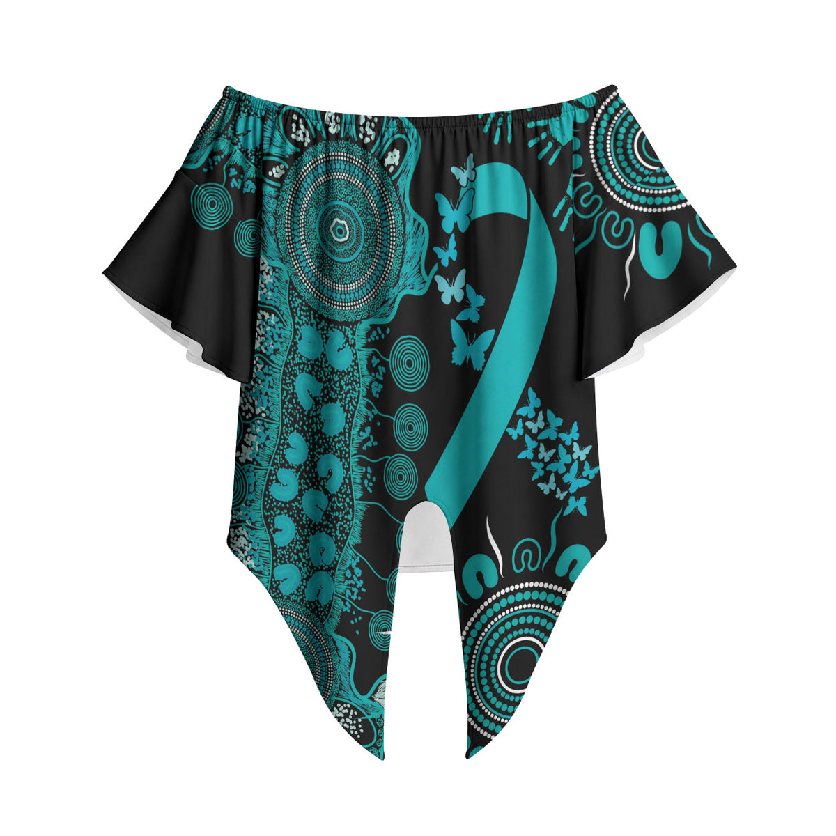 Australia PTSD Support Healing From Trauma Personalised Off Shoulder Wrap Waist Top Aboriginal Ribbon Dot Painting