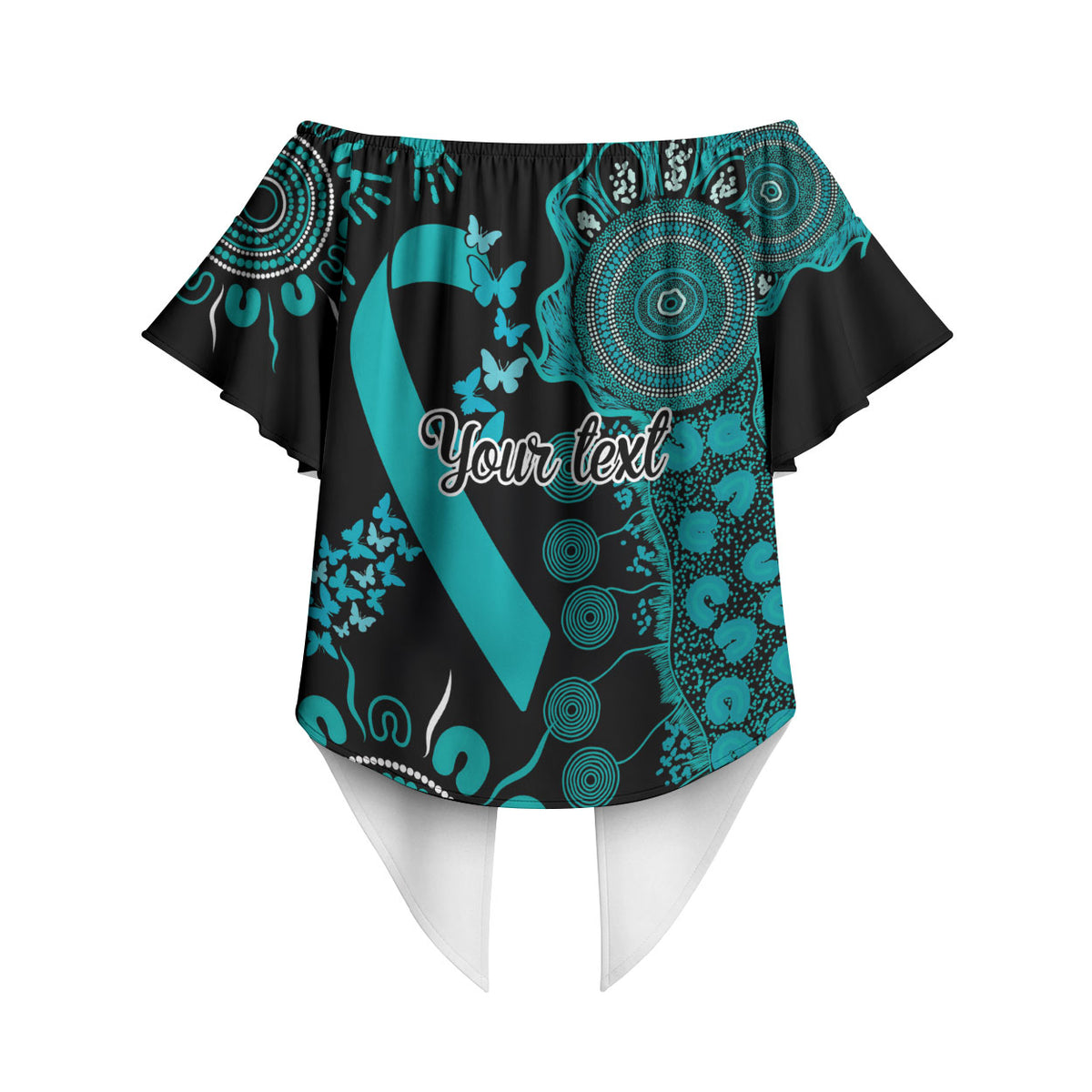 Australia PTSD Support Healing From Trauma Personalised Off Shoulder Wrap Waist Top Aboriginal Ribbon Dot Painting