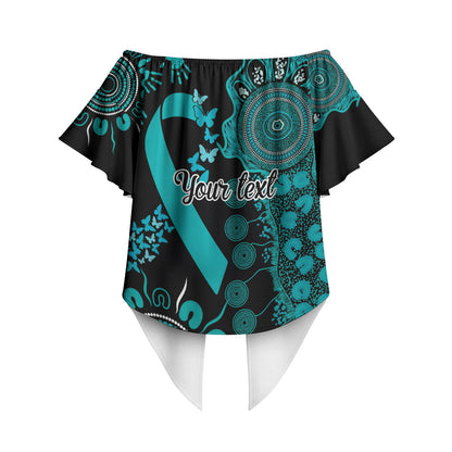 Australia PTSD Support Healing From Trauma Personalised Off Shoulder Wrap Waist Top Aboriginal Ribbon Dot Painting