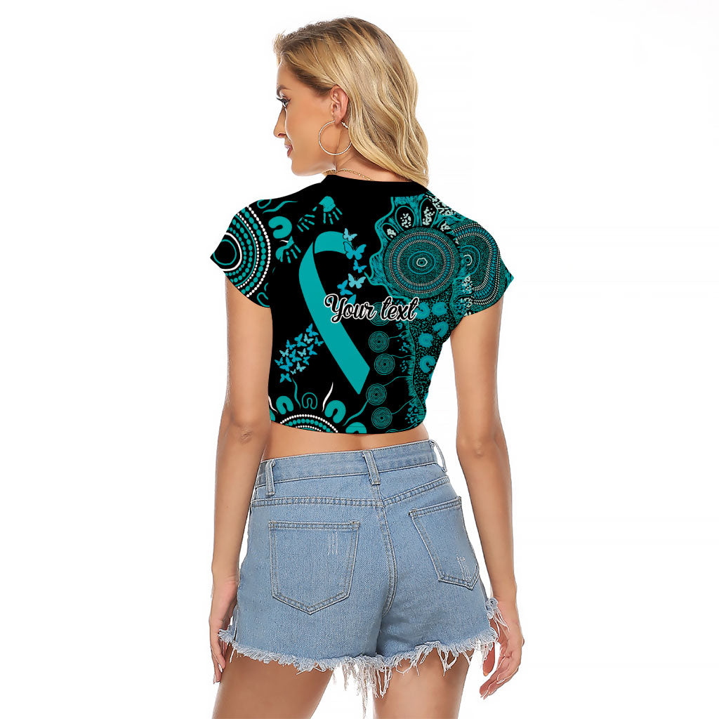 Australia PTSD Support Healing From Trauma Personalised Raglan Cropped T Shirt Aboriginal Ribbon Dot Painting