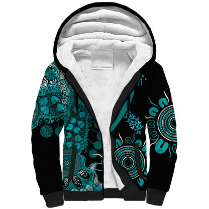 Australia PTSD Support Healing From Trauma Personalised Sherpa Hoodie Aboriginal Ribbon Dot Painting