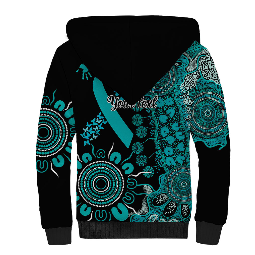 Australia PTSD Support Healing From Trauma Personalised Sherpa Hoodie Aboriginal Ribbon Dot Painting