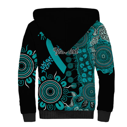 Australia PTSD Support Healing From Trauma Personalised Sherpa Hoodie Aboriginal Ribbon Dot Painting