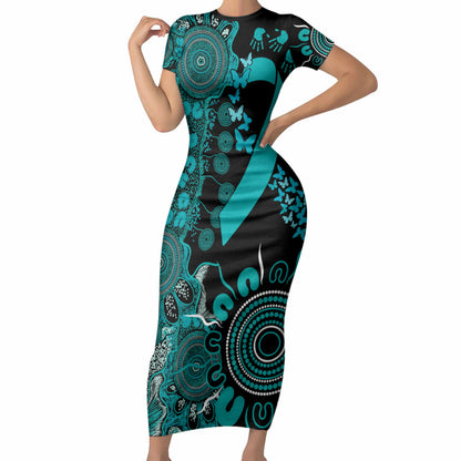 Australia PTSD Support Healing From Trauma Personalised Short Sleeve Bodycon Dress Aboriginal Ribbon Dot Painting