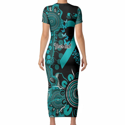Australia PTSD Support Healing From Trauma Personalised Short Sleeve Bodycon Dress Aboriginal Ribbon Dot Painting