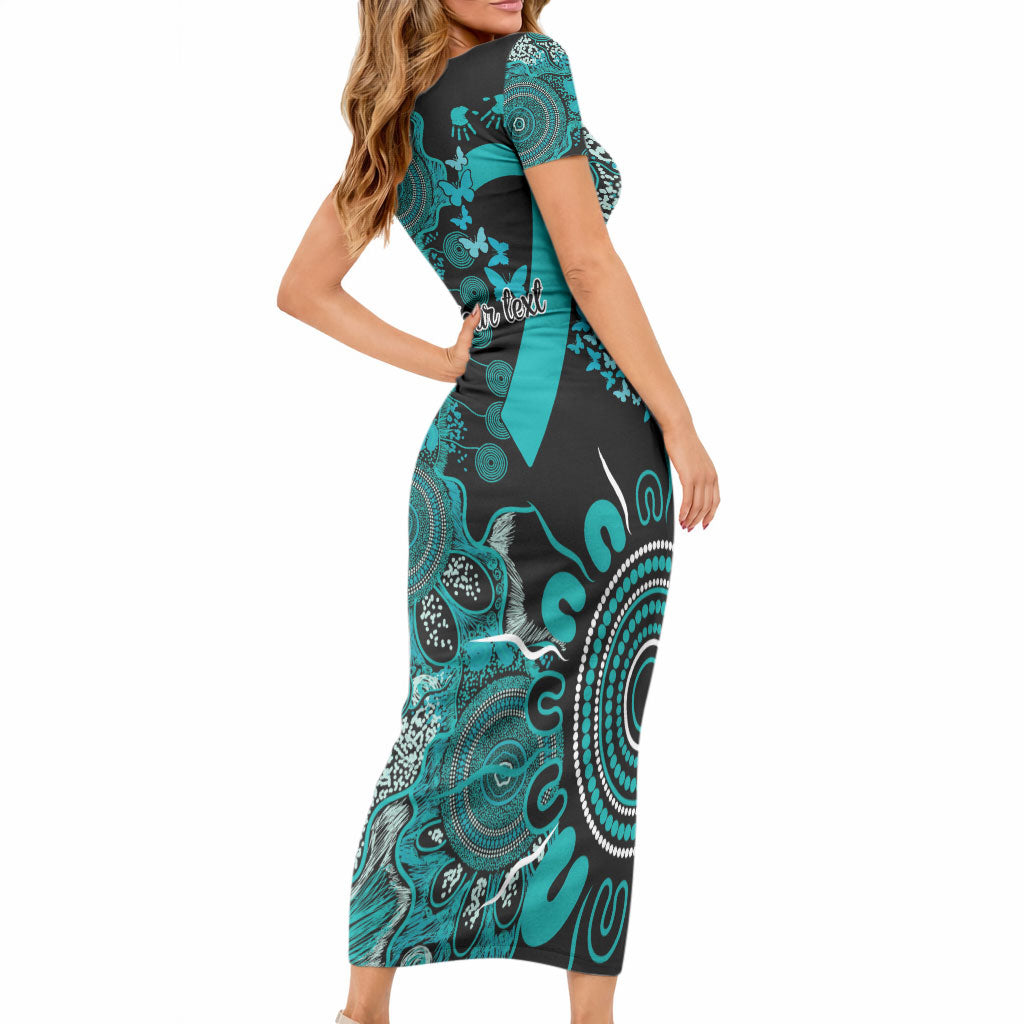 Australia PTSD Support Healing From Trauma Personalised Short Sleeve Bodycon Dress Aboriginal Ribbon Dot Painting