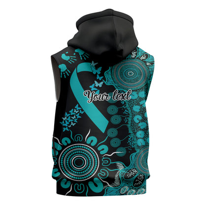 Australia PTSD Support Healing From Trauma Personalised Sleeveless Hoodie Aboriginal Ribbon Dot Painting
