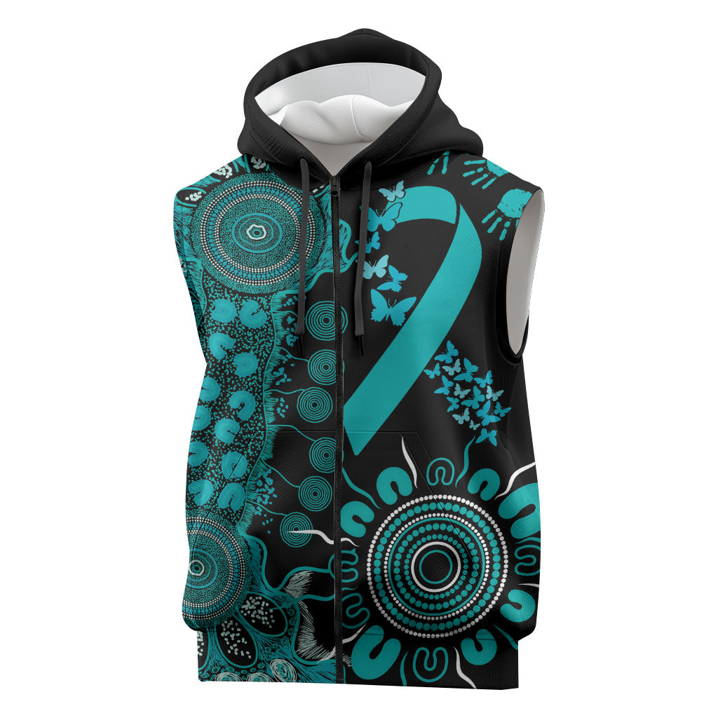 Australia PTSD Support Healing From Trauma Personalised Sleeveless Zip Hoodie Aboriginal Ribbon Dot Painting