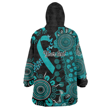 Australia PTSD Support Healing From Trauma Personalised Wearable Blanket Hoodie Aboriginal Ribbon Dot Painting
