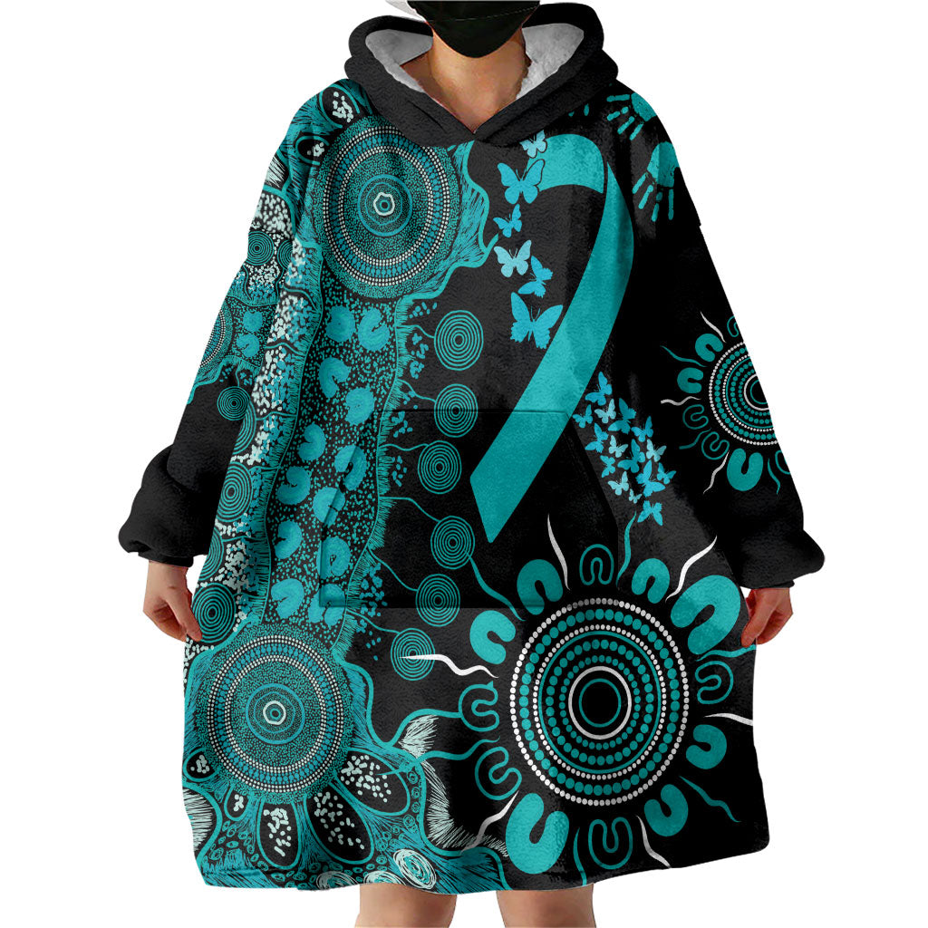 Australia PTSD Support Healing From Trauma Personalised Wearable Blanket Hoodie Aboriginal Ribbon Dot Painting