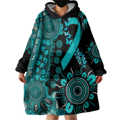 Australia PTSD Support Healing From Trauma Personalised Wearable Blanket Hoodie Aboriginal Ribbon Dot Painting