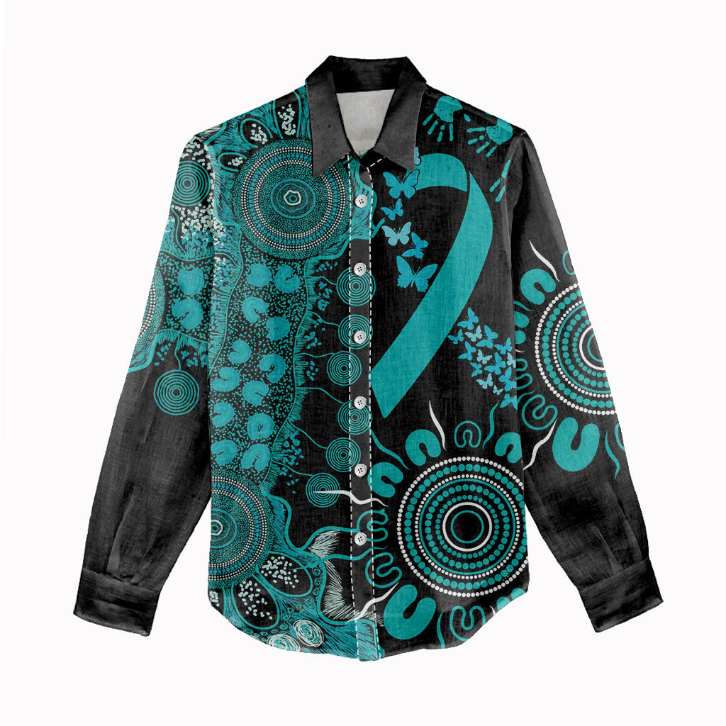 Australia PTSD Support Healing From Trauma Personalised Women Casual Shirt Aboriginal Ribbon Dot Painting