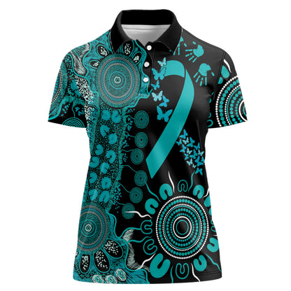 Australia PTSD Support Healing From Trauma Personalised Women Polo Shirt Aboriginal Ribbon Dot Painting