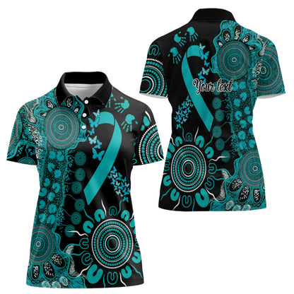 Australia PTSD Support Healing From Trauma Personalised Women Polo Shirt Aboriginal Ribbon Dot Painting