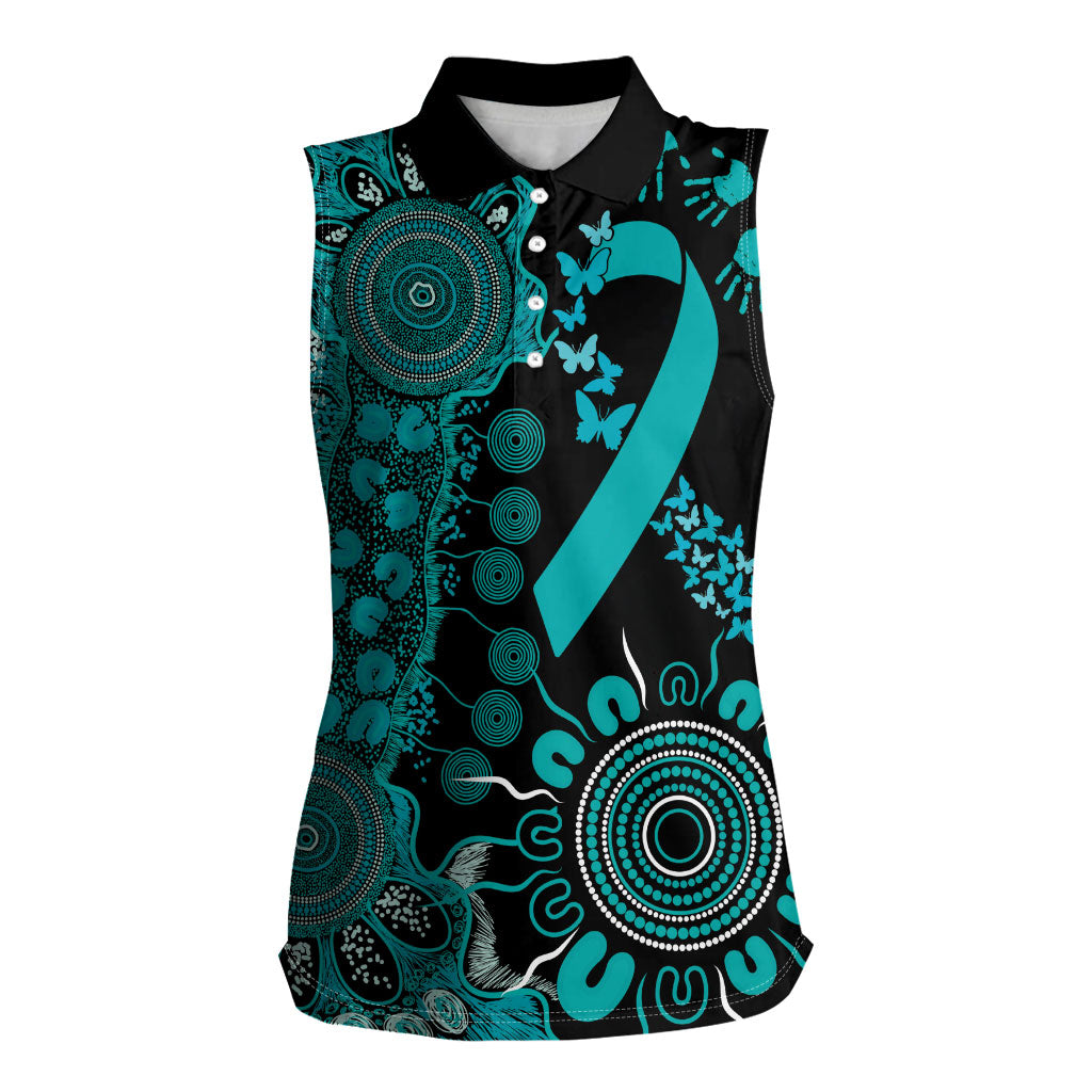 Australia PTSD Support Healing From Trauma Personalised Women Sleeveless Polo Shirt Aboriginal Ribbon Dot Painting