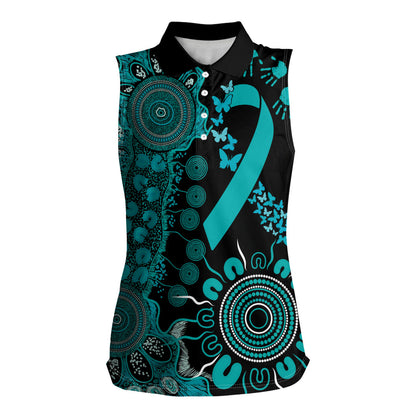 Australia PTSD Support Healing From Trauma Personalised Women Sleeveless Polo Shirt Aboriginal Ribbon Dot Painting