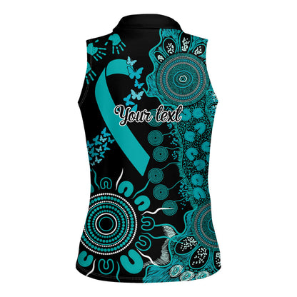 Australia PTSD Support Healing From Trauma Personalised Women Sleeveless Polo Shirt Aboriginal Ribbon Dot Painting