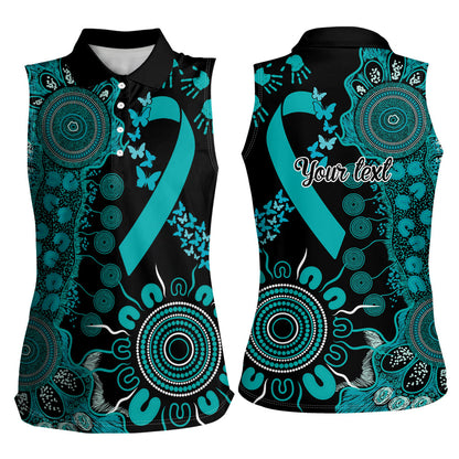 Australia PTSD Support Healing From Trauma Personalised Women Sleeveless Polo Shirt Aboriginal Ribbon Dot Painting
