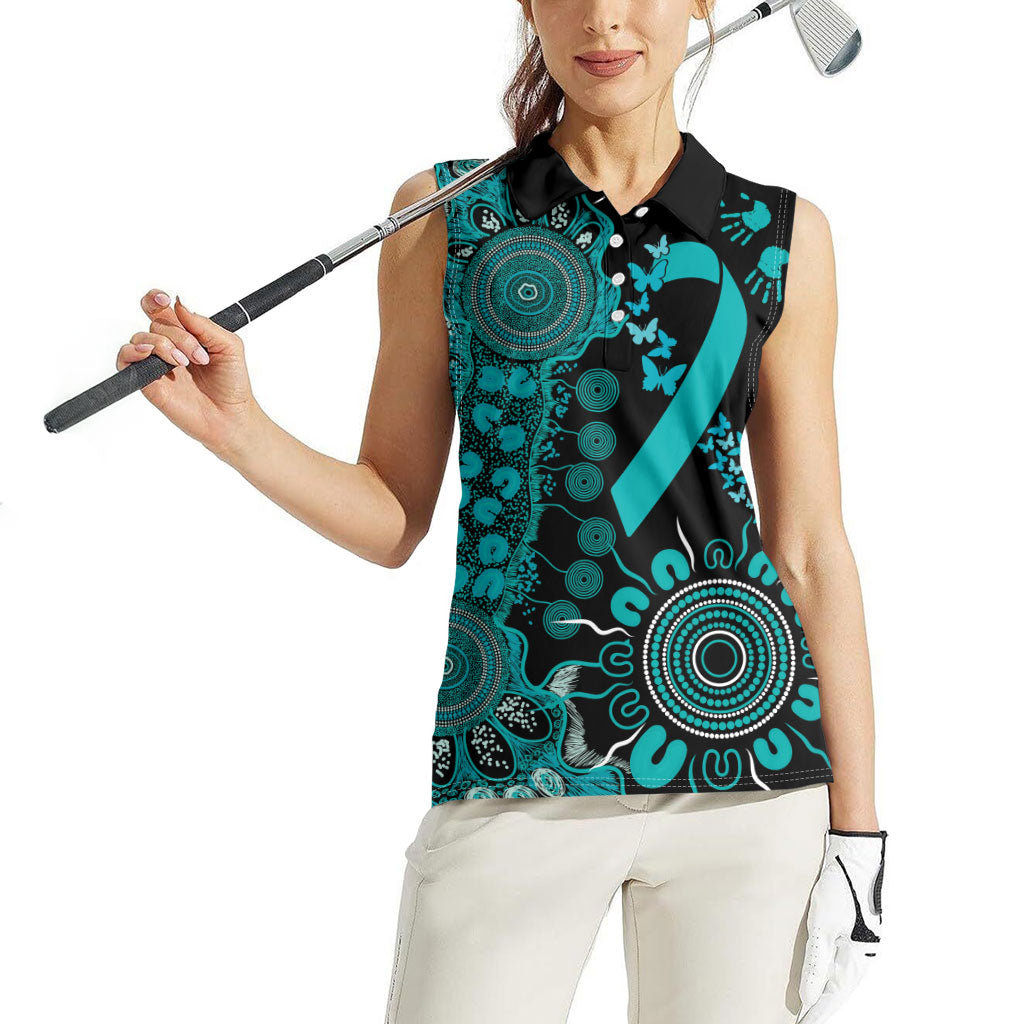 Australia PTSD Support Healing From Trauma Personalised Women Sleeveless Polo Shirt Aboriginal Ribbon Dot Painting