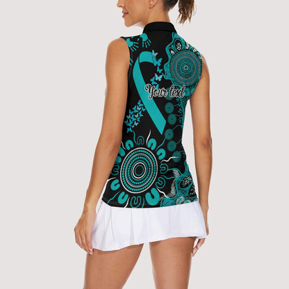 Australia PTSD Support Healing From Trauma Personalised Women Sleeveless Polo Shirt Aboriginal Ribbon Dot Painting