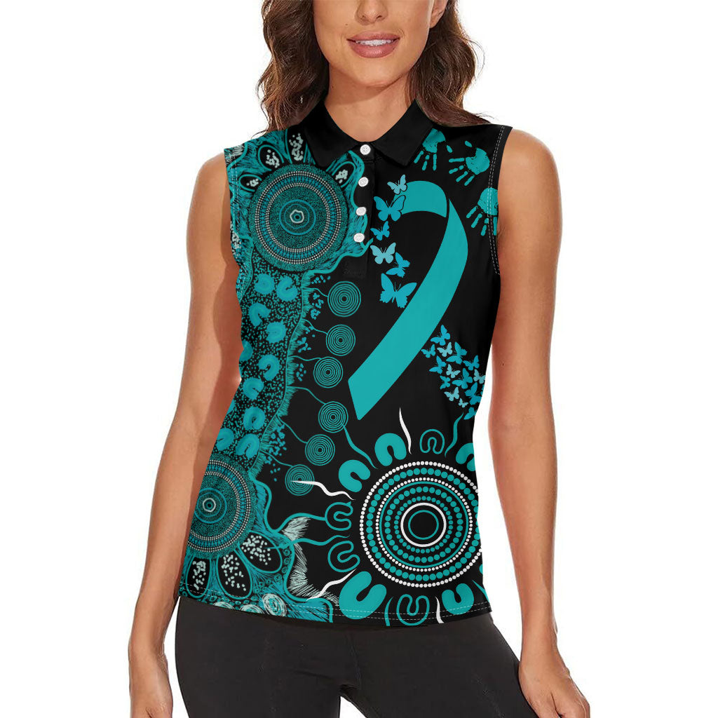 Australia PTSD Support Healing From Trauma Personalised Women Sleeveless Polo Shirt Aboriginal Ribbon Dot Painting