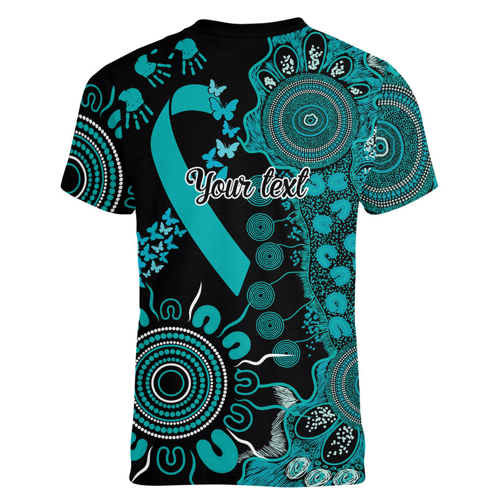 Australia PTSD Support Healing From Trauma Personalised Women V-Neck T-Shirt Aboriginal Ribbon Dot Painting