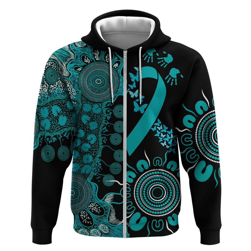 Australia PTSD Support Healing From Trauma Personalised Zip Hoodie Aboriginal Ribbon Dot Painting