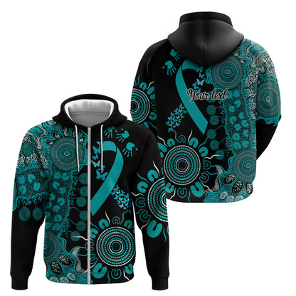 Australia PTSD Support Healing From Trauma Personalised Zip Hoodie Aboriginal Ribbon Dot Painting