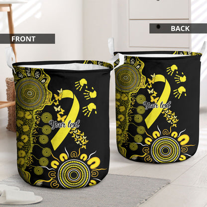 Sarcoma Support Rare Cancer Strength Personalised Laundry Basket Aboriginal Ribbon Dot Painting