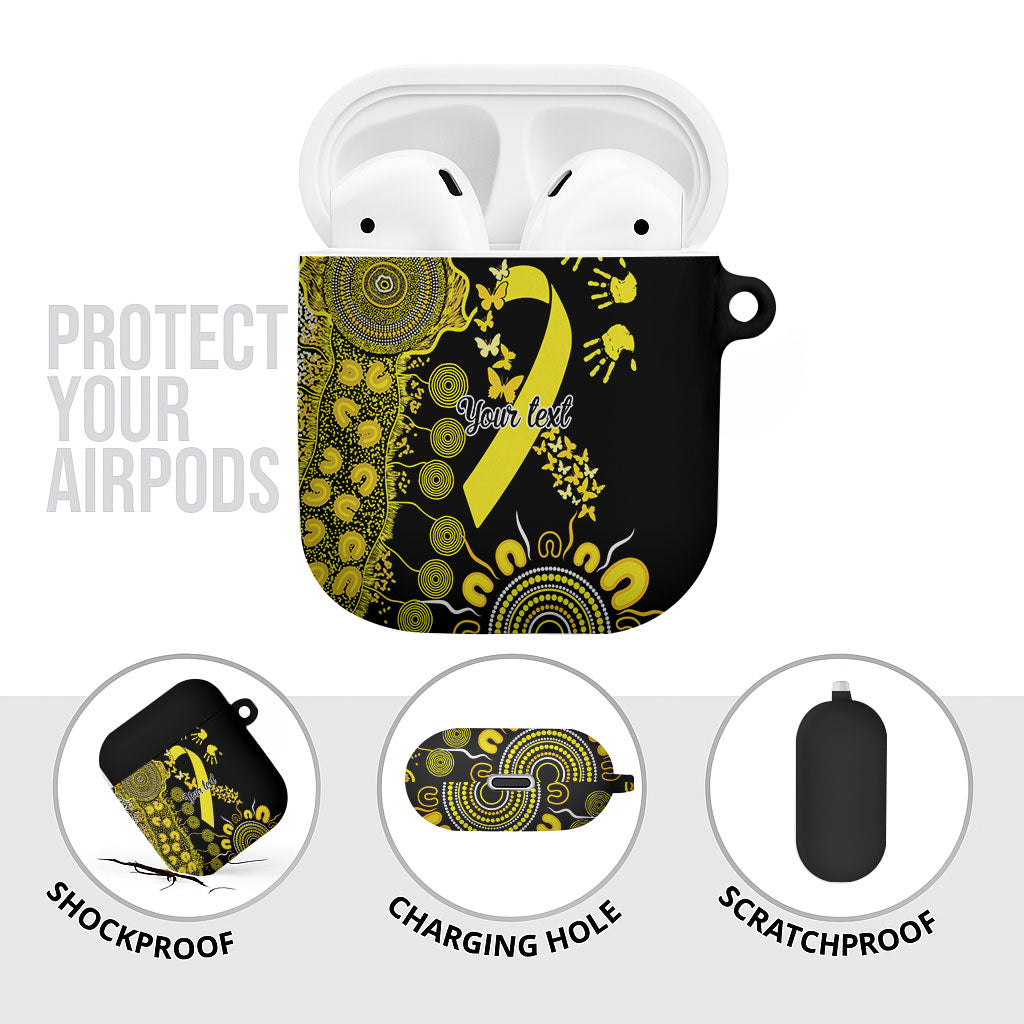 Sarcoma Support Rare Cancer Strength Personalised AirPods Case Aboriginal Ribbon Dot Painting