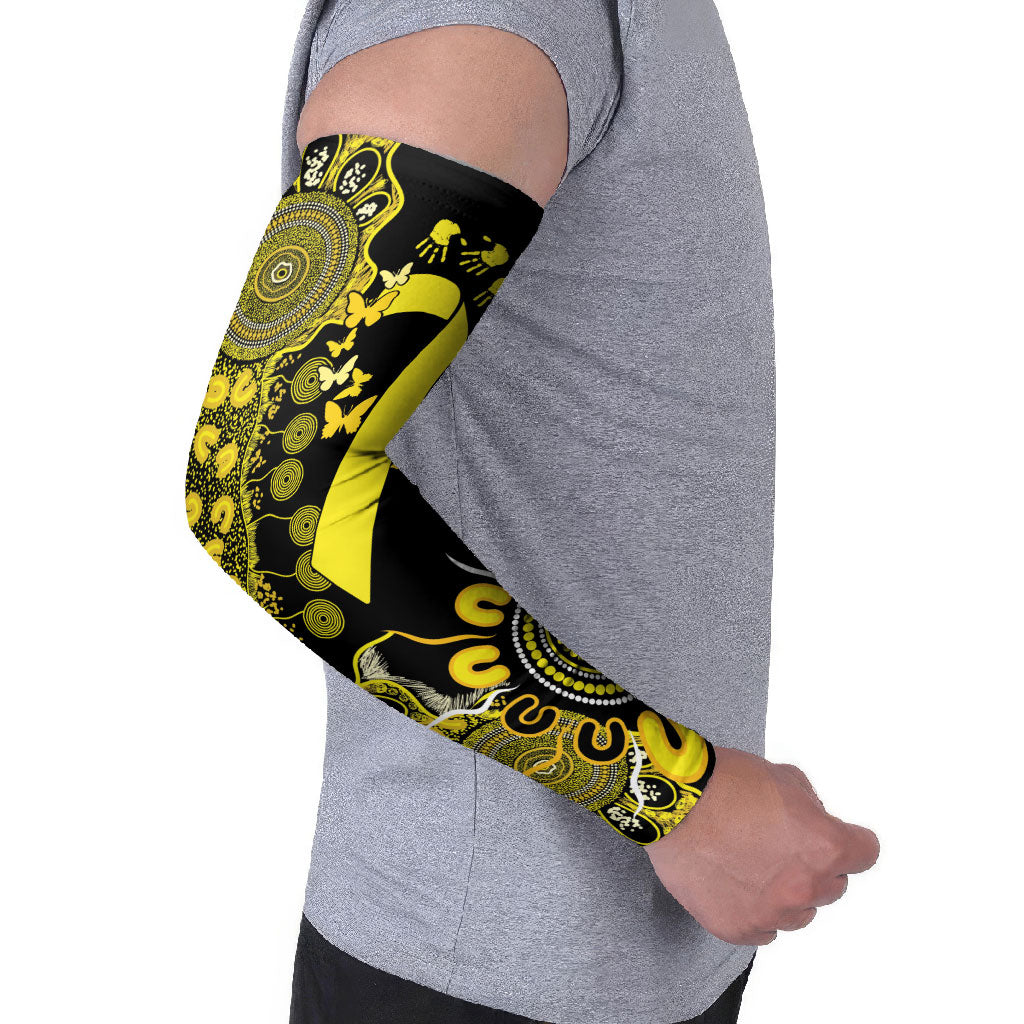Sarcoma Support Rare Cancer Strength Personalised Arm Sleeves Aboriginal Ribbon Dot Painting