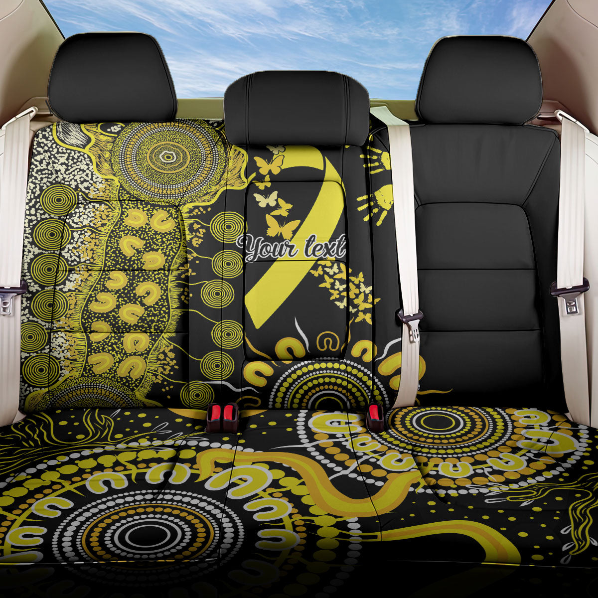 Sarcoma Support Rare Cancer Strength Personalised Back Car Seat Cover Aboriginal Ribbon Dot Painting